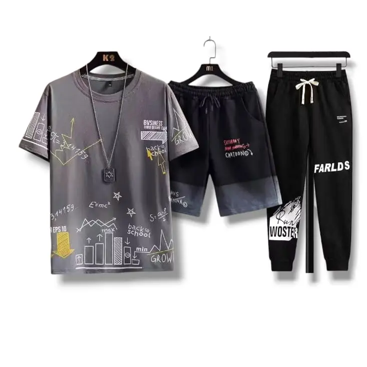 KKDD - SETELAN 3IN GROW Set Baju Kaos Celana Panjang Dan Celana Pendek Jogger Dewasa Pria Cowok