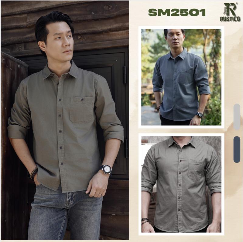  Áo Sơ Mi Nam The Rustico SM2501 - Dài Tay Có túi chất Kaki Siêu Mịn Thoáng Mát Thấm Hút Không Bai Nhão Menswear Shirt 