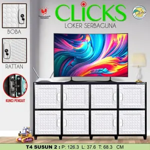 LEMARI PLASTIK LEMARI PAKAIAN TABITHA CLICK TOWER 2 SUSUN 3 SUSUN DAN 4 SUSUN PINTU PUTIH UNTUK RAK TV