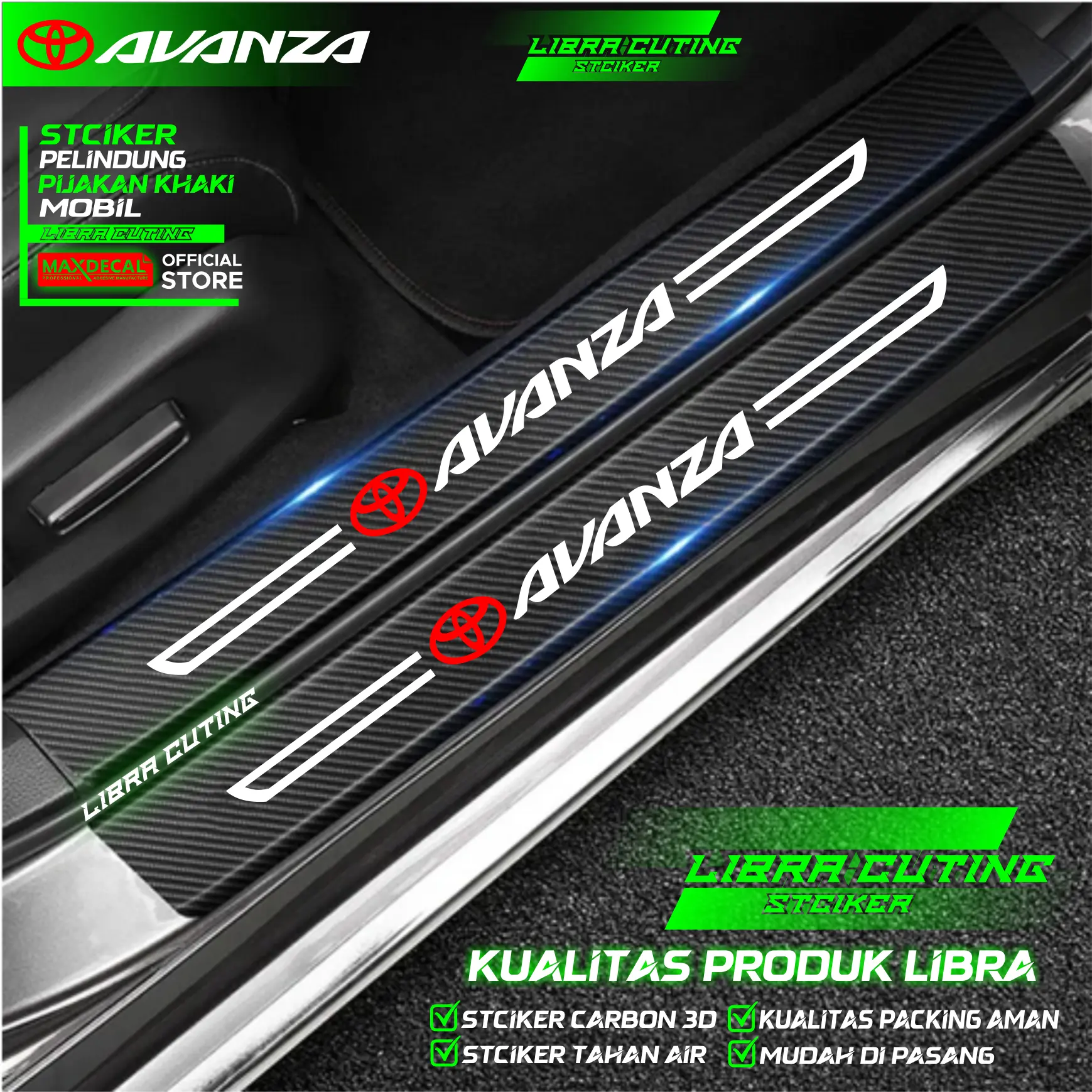 9pecs stciker pelindung pijakan kaki mobil toyota avanza stciker sil plate mobil avanza