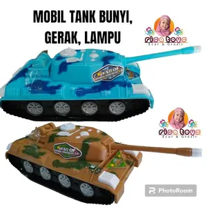 MAINAN MOBIL TANK (GERAK-BUNYI-LAMPU) JSP Baterai Plastik Toy