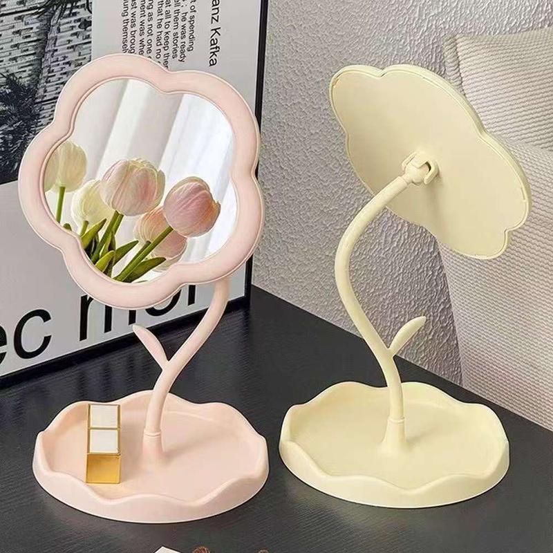 Bản Nhỏ Gương Trang Điểm Mini Để Bàn Xoay 360 Độ Để Bàn Trang Điểm Hình Bông Hoa Xinh Xắn Tiện Lợi