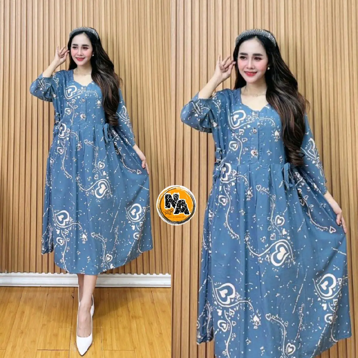 DASTER CHIBI RAYON JUMBO BUSUI LENGAN 3/4 TREND KEKINIAN DASTER MOTIF WANITA HAMIL TERLARIS Dress Bumil Kancing