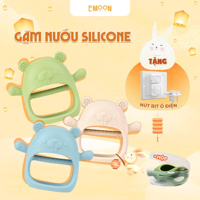 [Tặng hộp] Gặm nướu silicone hình gấu Emoon cao cấp cho bé siêu mềm an toàn không mùi - Đồ Chơi giúp giảm ngứa nướu an toàn cho bé (Có hộp bảo quản)