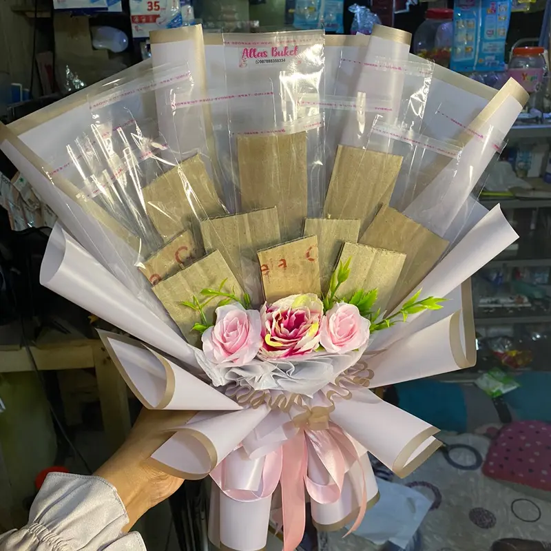 Buket bunga artificial + hadiah 3