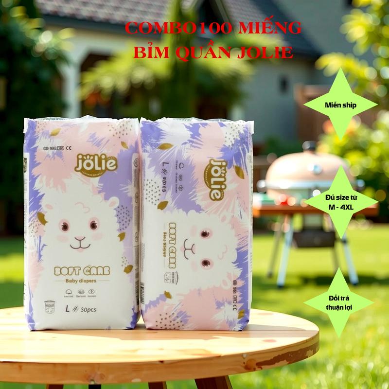 Jolie 100 Miếng Bỉm Quần Mỏng 2mm Co Giãn Linh Hoạt Khô Thoáng Cho Bé Dễ Chịu Cả Ngày Size M-4XL Miễn Ship