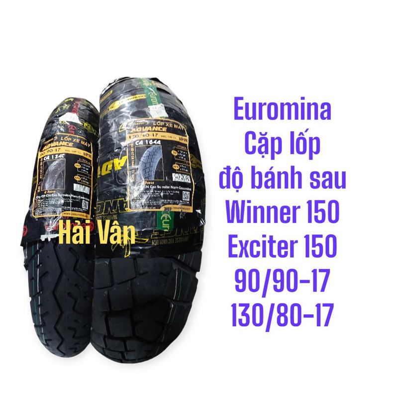  Cặp lốp 90 90-17 và 130 80-17 Euromina lốp không sử dụng săm hàng xuất khẩu châu âu. 