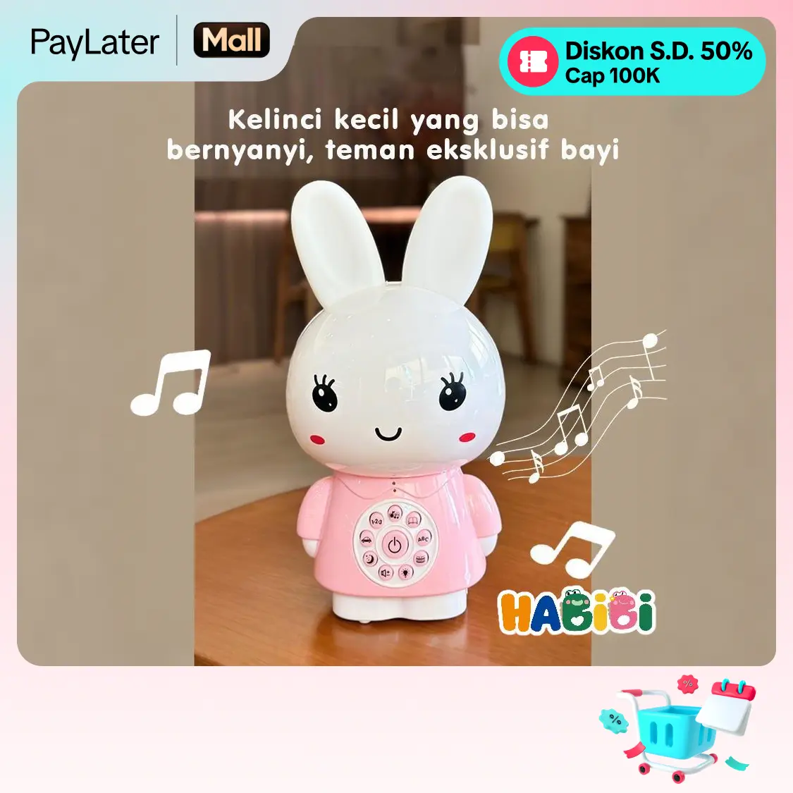 Habibi Mesin Belajar Edukasi Anak - Kelinci Pintar dengan 188 Konten, Lagu Cerita & Lampu Tidur, Mainan Edukatif Aman untuk Bayi 3+