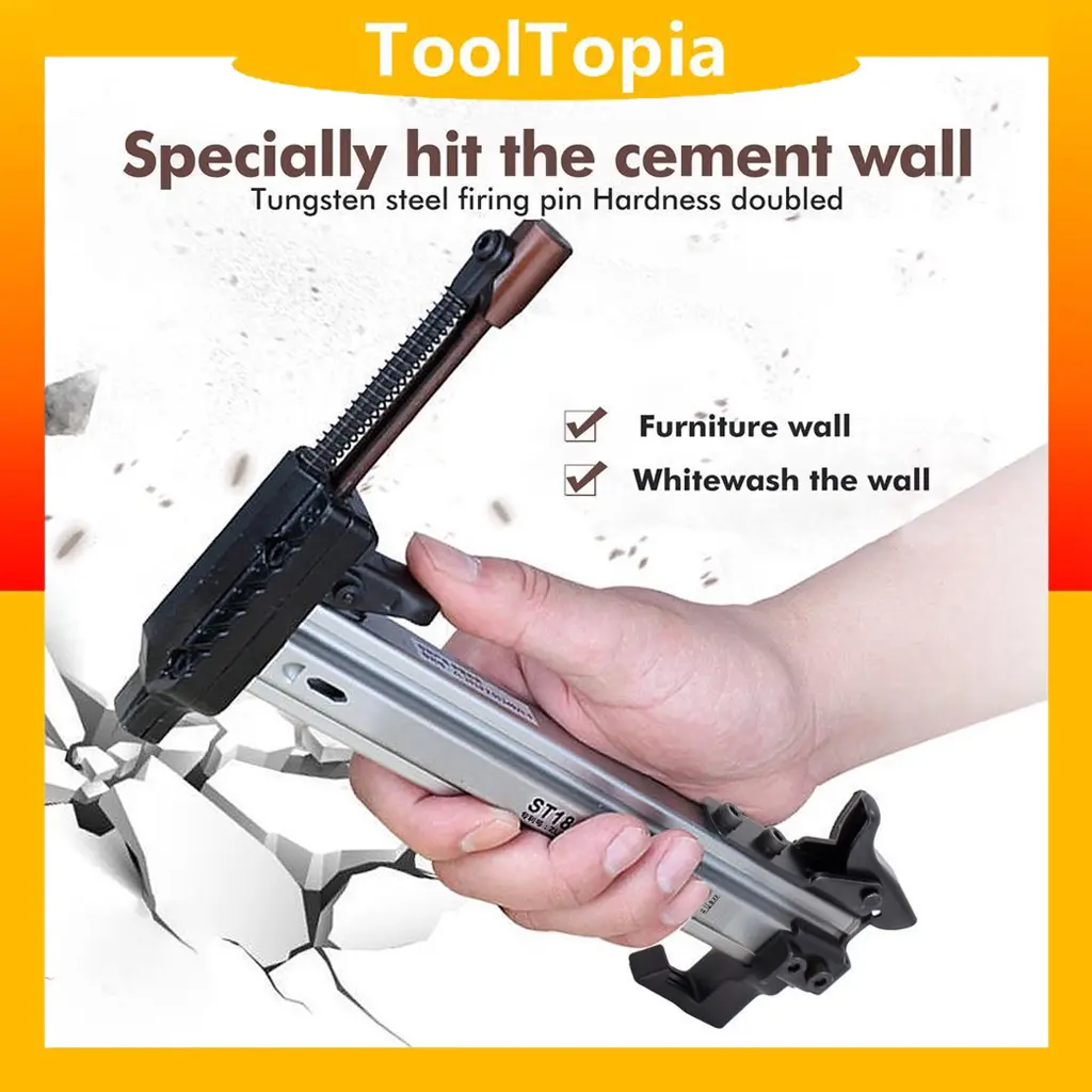 ST18B Portable Nail Gun - Manual & Semi-Automatic, Aluminum Alloy Body, Tungsten Steel Striker, Precise Nailing, Cement, Wood, Lime Wall, Ceramic Tiles, Home Improvement, Lightweight, Easy-to-Use Construction Tool