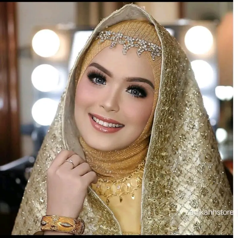 Pasmina Rajut Gliter Pengantin / Rias pengantin / Hijab Rias Weding / Mua / Slayer / pilihan warna banyak berlimpah 0