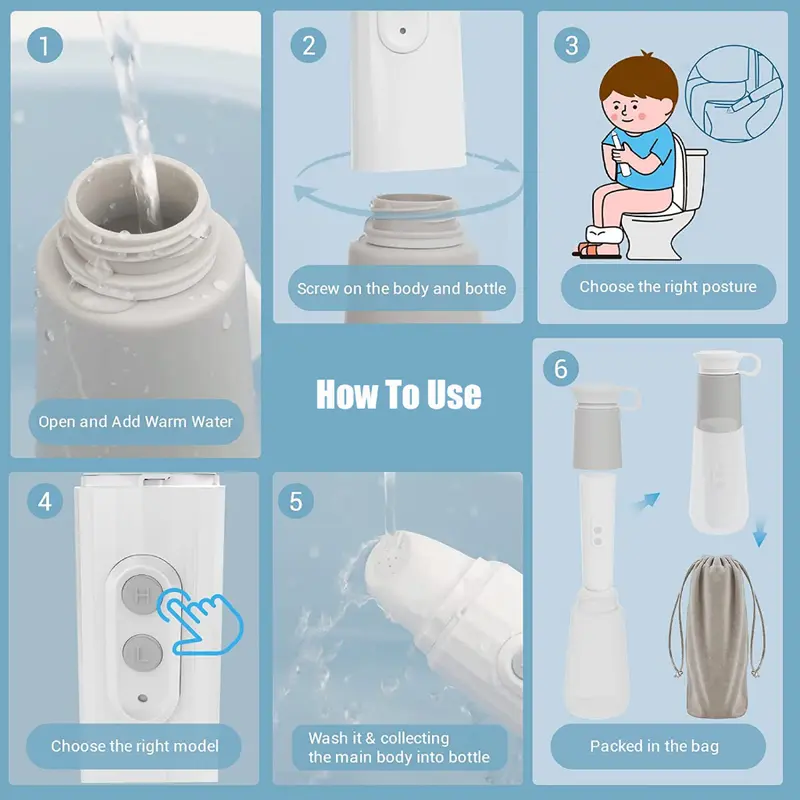 Bidet Portable Travel Alat Cebok Portable Bidet Spray Portable  IPX7 Waterproof Dapat Diisi Ulang Dua Tingkat Kekuatan Dan Dua Mode Aliran Ganda 1