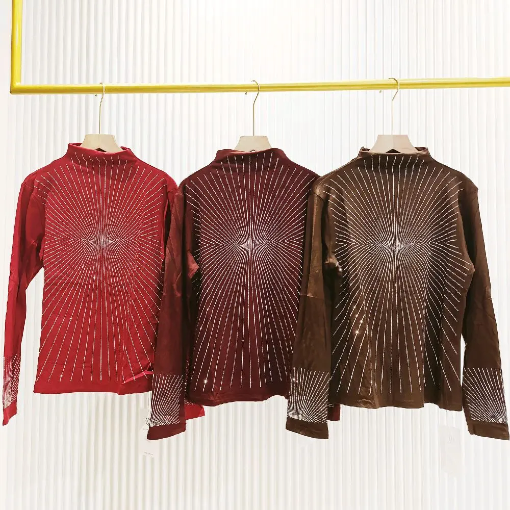 Rajut Highneck Top Motek Blink Blink Lengan Panjang Knitwear