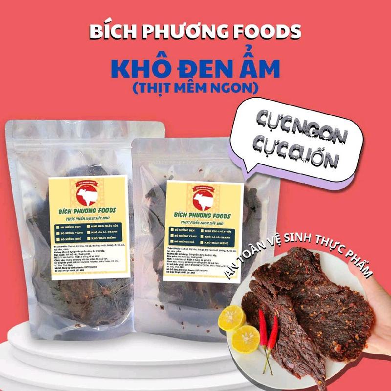 KHÔ ĐEN MỀM ẨM BICH PHƯƠNG FOOD - TẶNG KÈM SNACK CÁ VIÊN CHIÊN - Vị CAY NGỌT-MẶN- Ăn Vặt - bò khô