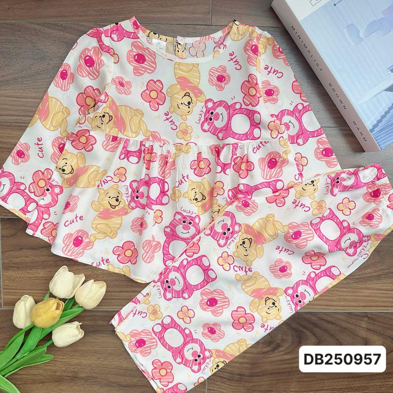 SALE (FORM RỘNG) DB250957 Bộ tole dài Mẹ và Bé 10kg-68kg babydoll tay dài quần dài với chất liệu tole lanh loại 1 mềm mát. MinMin Baby