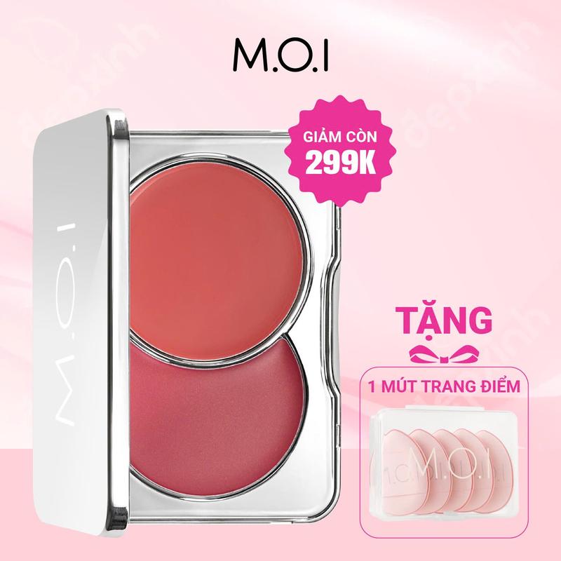 TẶNG BÔNG MÚT Phấn má hồng dạng kem 2 màu M.O.I Dual Cream Blusher 8g