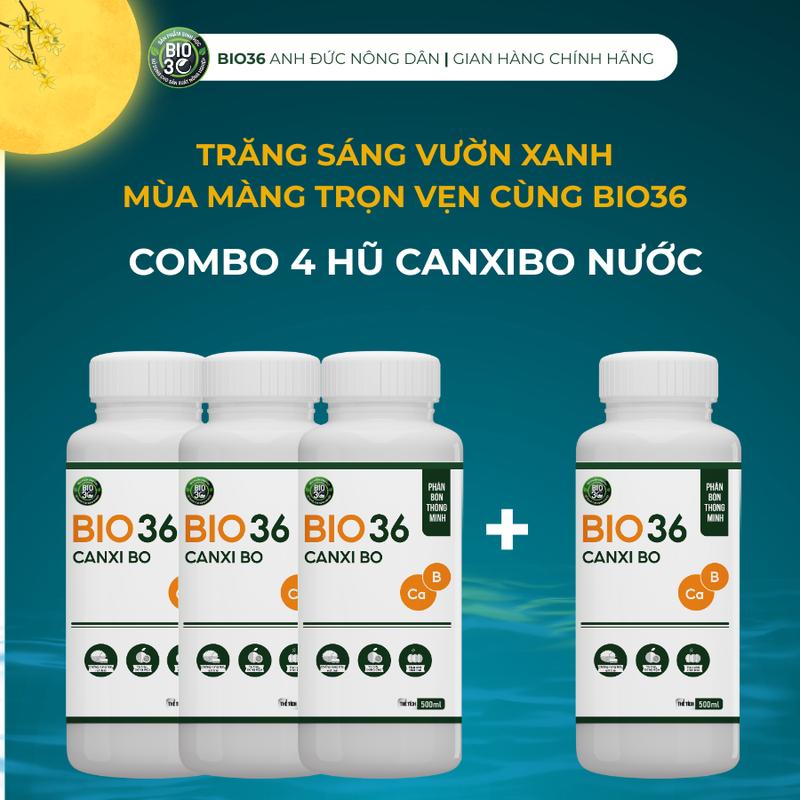 Combo 3 TẶNG 1 Phân Bón Bio36 Canxi Bo Dưỡng Quả, Dai Cuống Dạng Nước 500ml
