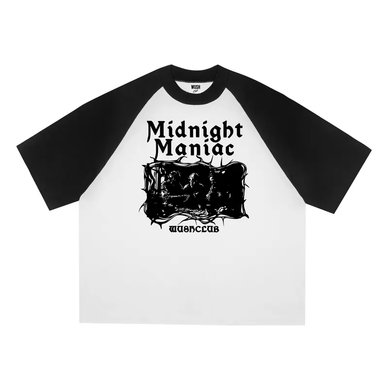 BOXY FIT TEE REGLAN BAJU KAOS DISTRO PRIA WANITA OVERSIZE COTTON COMBAD HITAM PUTIH MANIAC 0
