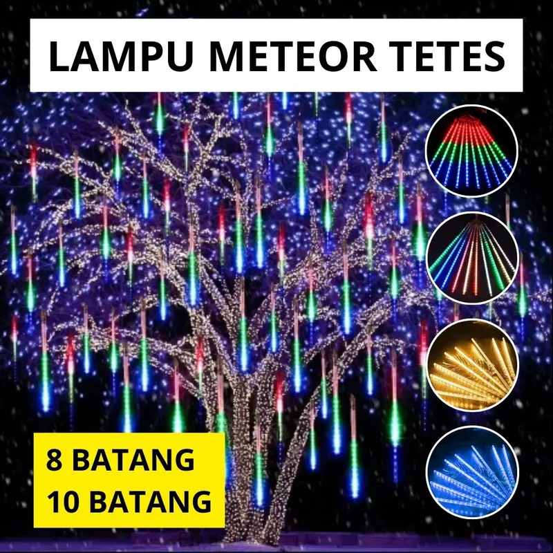 COD Lampu Meteor LED Hujan 50cm RGB 1 set 8 Batang 10 Batang lampu  taman  outdoor 0
