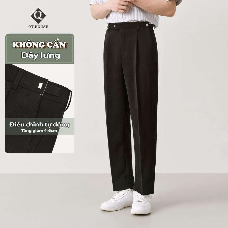 Bản Vải Đẹp Premium Quần Âu Nam Sidetab QTHOUSE Quần Tây Nam Điều Chỉnh Eo Tự Động Cạp Cao Form Dáng Baggy Hàn Quốc Chất Vải Dày Dặn Chống Nhăn Tốt - QTA04