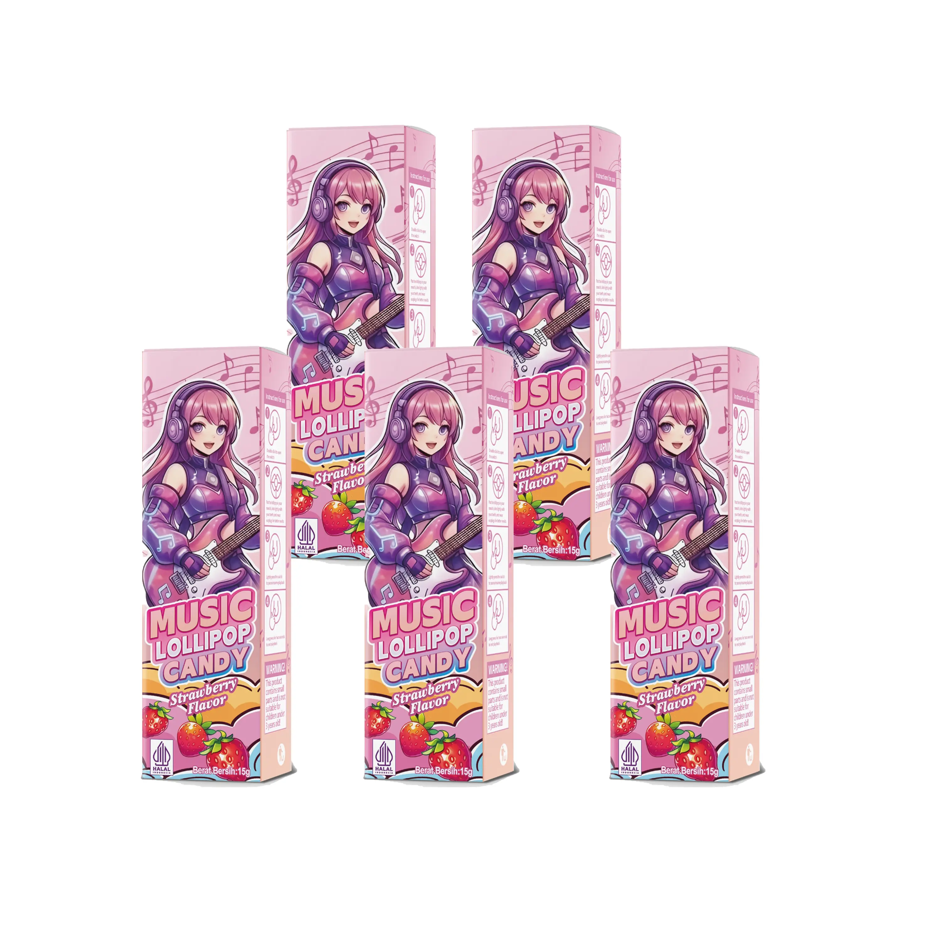 MUSIC LOLLIPOP - [5pcs] STRAWBERRY