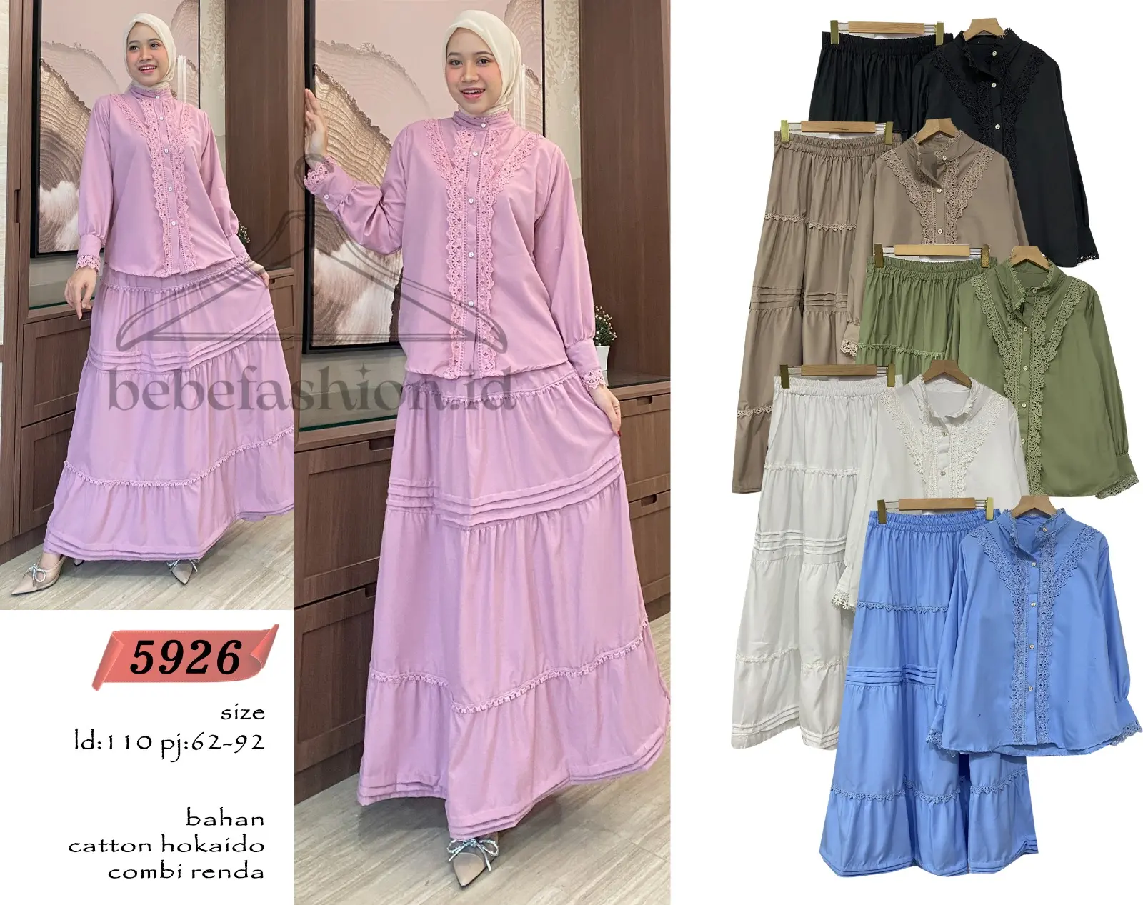 5926 BEBEFASHIONID Set Rok Wanita Basic Modern LD 110cm Busui Lengan Panjang Premium