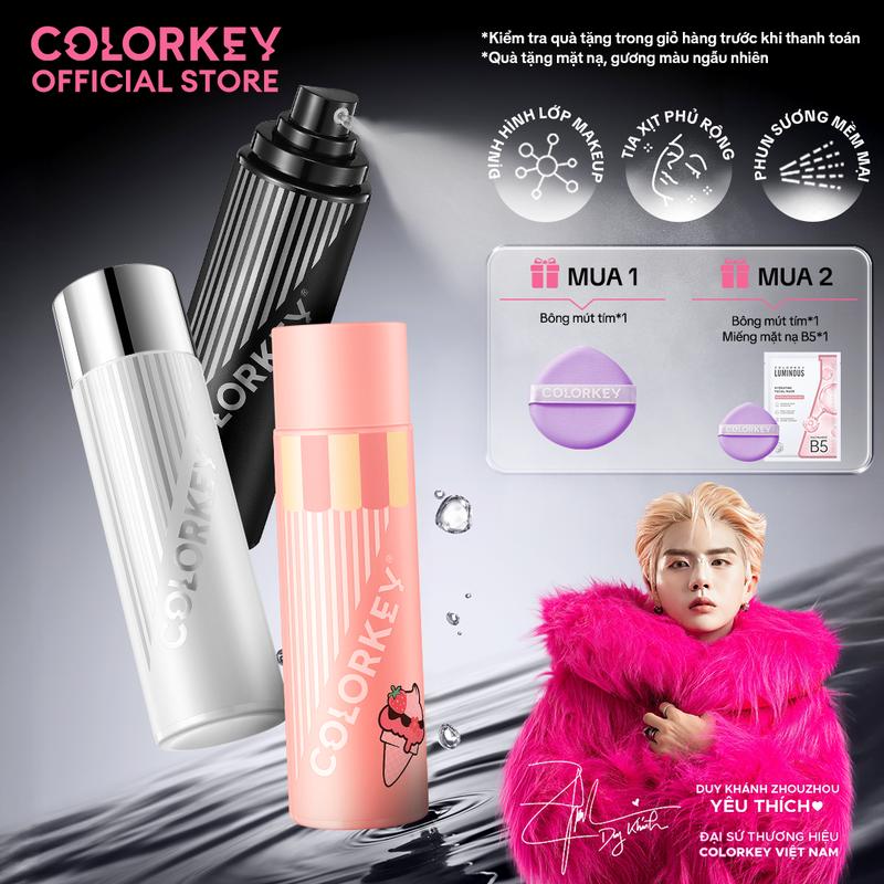 Xịt Khóa Nền COLORKEY Tia Sương Mềm Mại Giúp Khóa Chặt Lớp Trang Điểm 100ml chai