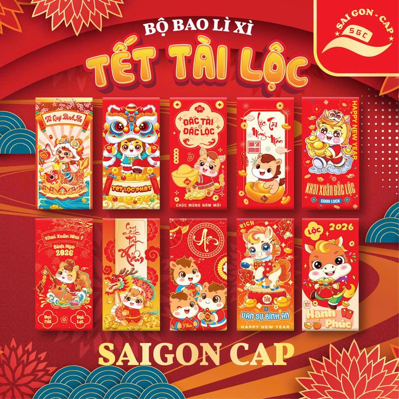 Combo 100 cái bao Lì Xì Têt 2026 Bính Ngọ Hot Trend 