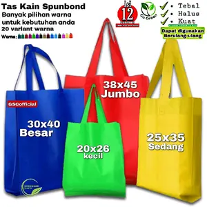 Lusinan 12 Tas Goodie Bag kantong kain Spunbond Belanja Uk 20x26x8 25x35x10 30x40x10 38x45x12 cm Wadah Sembako , godibag Laundry , Bingkisan Hajatan Pesta Ultah Ulang Tahun , Berkat Besek Sedekahan , Nasi Kotak Dus Mika steropom Thinwall Pengganti Plastik