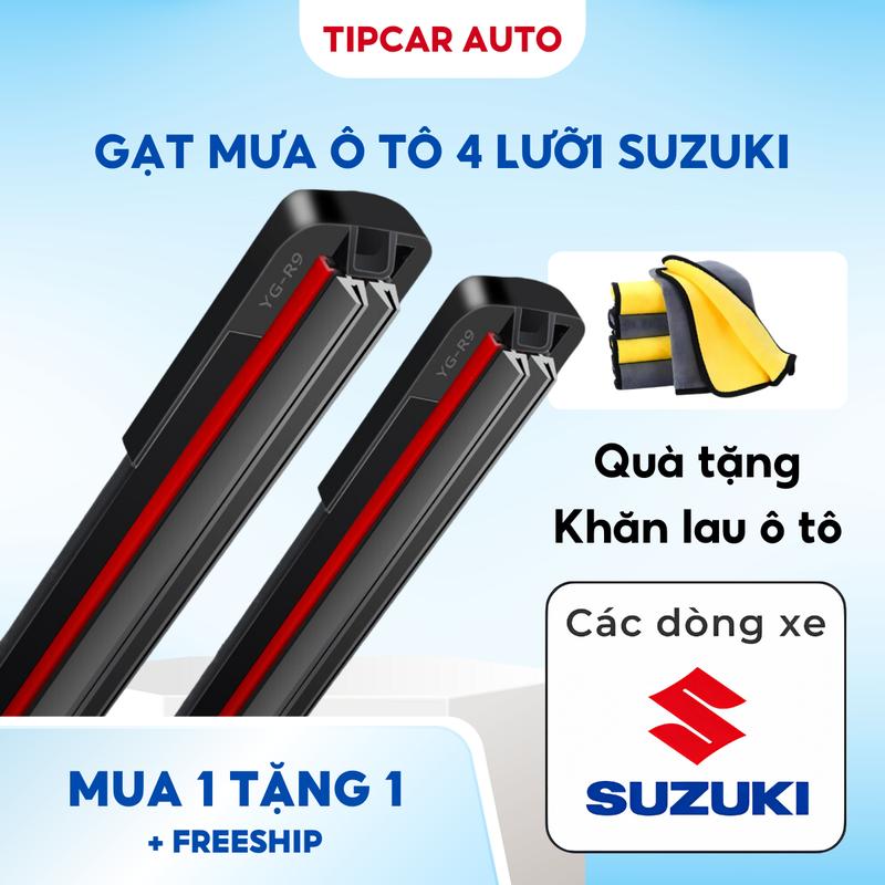 Gạt Mưa Ô Tô 4 Lưỡi Suzuki Swift Ertiga Celerio Jimny XL7 Vitara Carry Chính Hãng Silicon Chuẩn Size