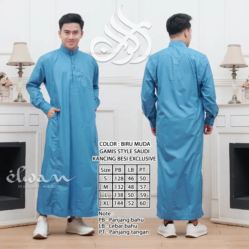 GAMIS PRIA JAHITAN SAUDI WARNA BIRU MUDA 0
