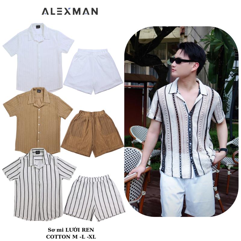 Độc quyền [Khôi mét 7 x Alexman] Áo sơ mi CỔ VEST A13 form rộng vải lưới BST DU LỊCH HÈ 2025 cộc tay hoạ tiết ren lưới thoáng khí dệt kim ngắn tay đi biển ,đi chơi unisex