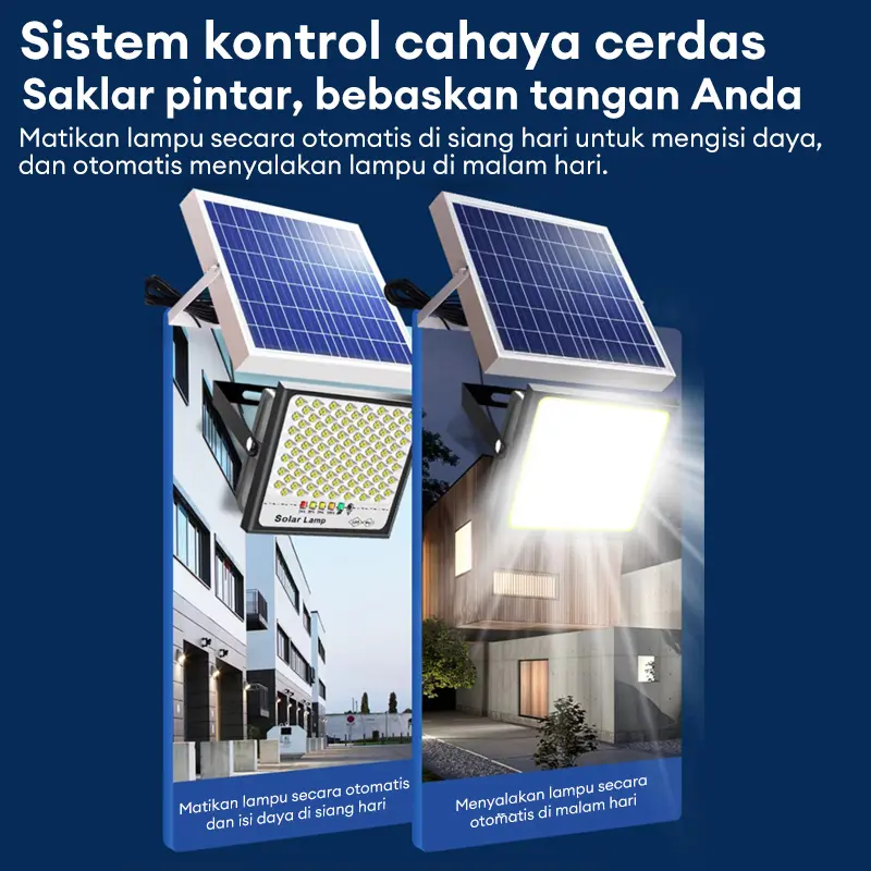 【Garansi 10 tahun】Lampu tenaga surya 【Fungsi flash】 Lampu Tenaga Matahari 1500W Ready Stock led tahan lama solar panel Lampu tempered glass lampu meja luar ruangan 1