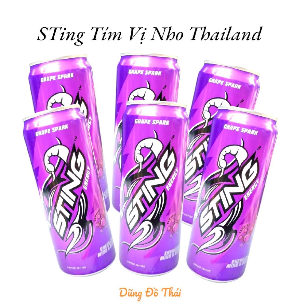 Combo 6 Lon STing Tím Vị Nho Thailand - Nước Tăng Lực Có Ga 330ml