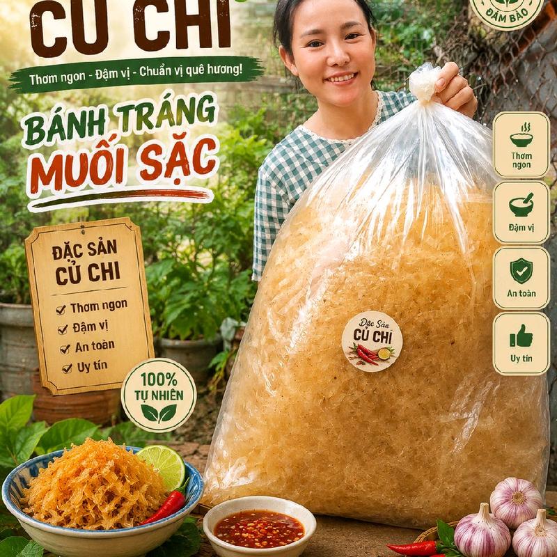 Bánh Tráng Satế Muối Sặc 500gr - Ăn Chay được-Siêu Ngon, Sợi Mềm Dai, Thấm Gia Vị Đậm Đà - Food Ăn Vặt