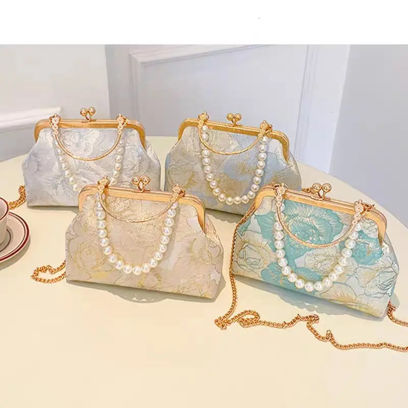 Bine 917 Tas Pesta Tas Tangan Tas Handbag Mutiara Selempang Import Gold/Putih/Hijau/Biru Wanita