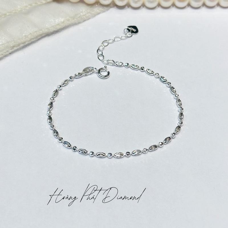    Hoàng Phát   Phụ Kiện Lắc Tay Bạc Ý 925 Bi Cà Na Chạm Máy 2li Phối Bi Tròn Chạm Máy Thời Trang  LT159  KHÔNG XI KIM 