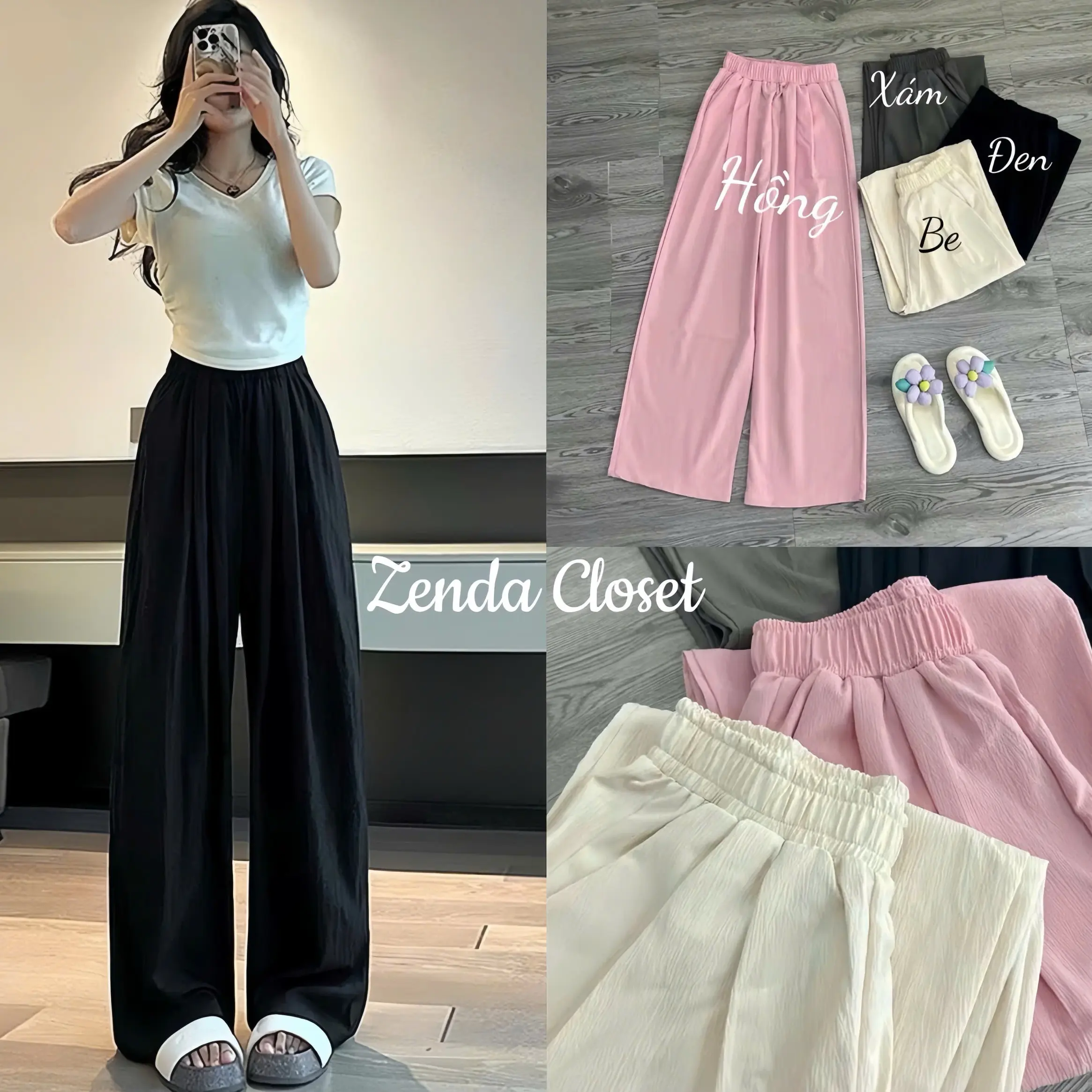 [Combo 2 Quần Đũi Nhăn - Có Nấm Lùn] Quần Ống Rộng Nữ Vải Đũi Dáng Suông Unisex Cạp Cao 4 Màu Ong Women Pants