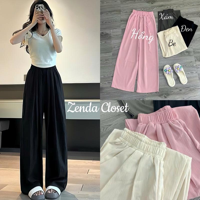 [COMBO 2 QUẦN ĐŨI NHĂN] Quần Ống Rộng Nữ Vải Đũi Dáng Suông Unisex Cạp Cao 4 Màu Ong Women Pants