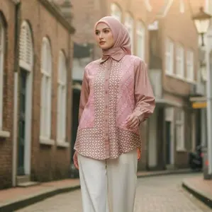 SAIARA OLIVIA PINK SALEM KEMEJA BATIK9 KOMBINASI