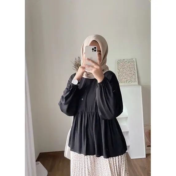 Raisa Blouse Crinkle airfl0w Premium Rania Top Blouse Wanita Atasan Crinkle