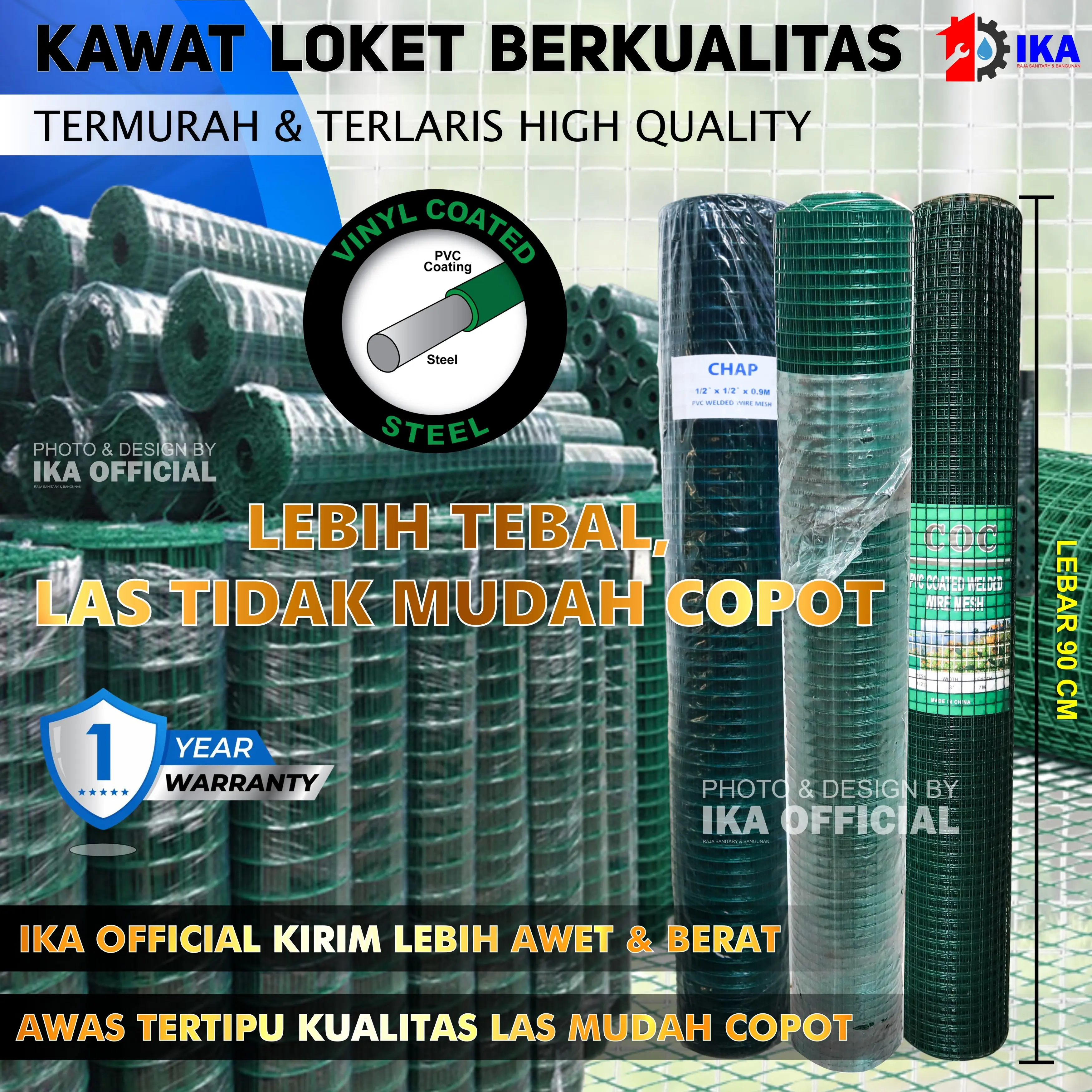 Kawat loket pvc ram ayakan pvc hijau 1/2 INCH 10m kandang tambak Kawat Ram Loket PVC Hijau Ayakan Kandang 1/2" 1 Roll 1Roll 1Rol 1 Rol Per Roll 10m GALVANIS