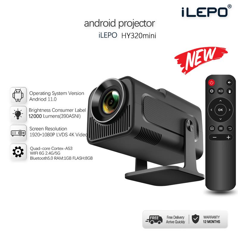 Máy chiếu HY320 MINI tích hợp hệ điều hành android 11 kết nối wifi giải trí gia đình bảo hành 1 năm