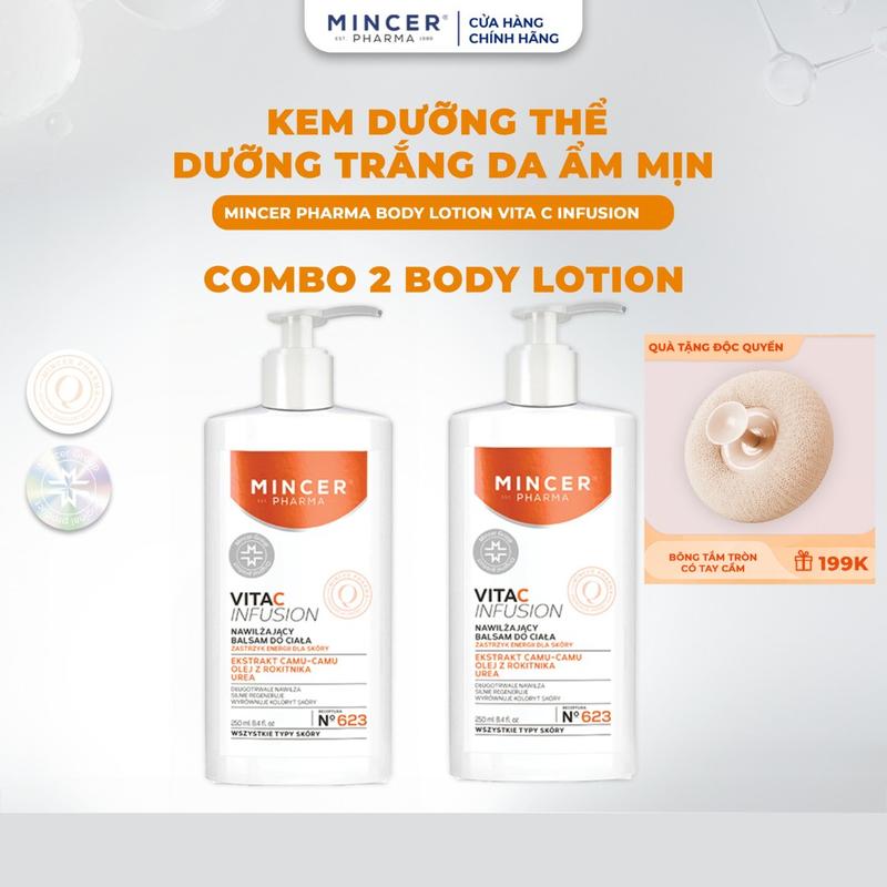 Combo 2 Kem Dưỡng Thể Mincer Pharma Vita C Infusion Body Lotion 250ml