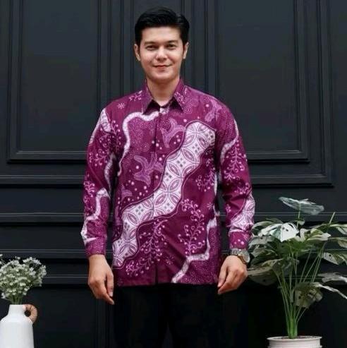 Kemeja Batik  Pria Panjang Baju Kantor batik  Dewasa size M L XL XXL 4