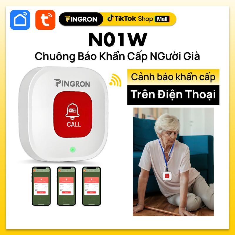 Pingron Chuông Báo Khẩn Cấp N01W Cho Người Già Sử Dụng Wifi Chia Sẻ Không Giới Hạn Thiết Bị Khắp Mọi Nơi Nút Nhấn Khẩn Cấp Không Dây Gửi Thông Báo Đến Điện Thoại