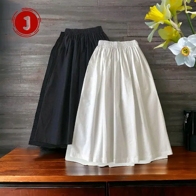 rok anak perempuan 2-13 tahun-rok polos anak tanggung warna hitam putih Bunda Bayi