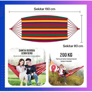 Hammock Tempat Tidur Gantung Ayunan Double Thick Material Kanvas Ukuran 190 cm x 80 cm Tahan Beban 200 KG Santai Berdua Lebih Seru Saat Camping Outdoor