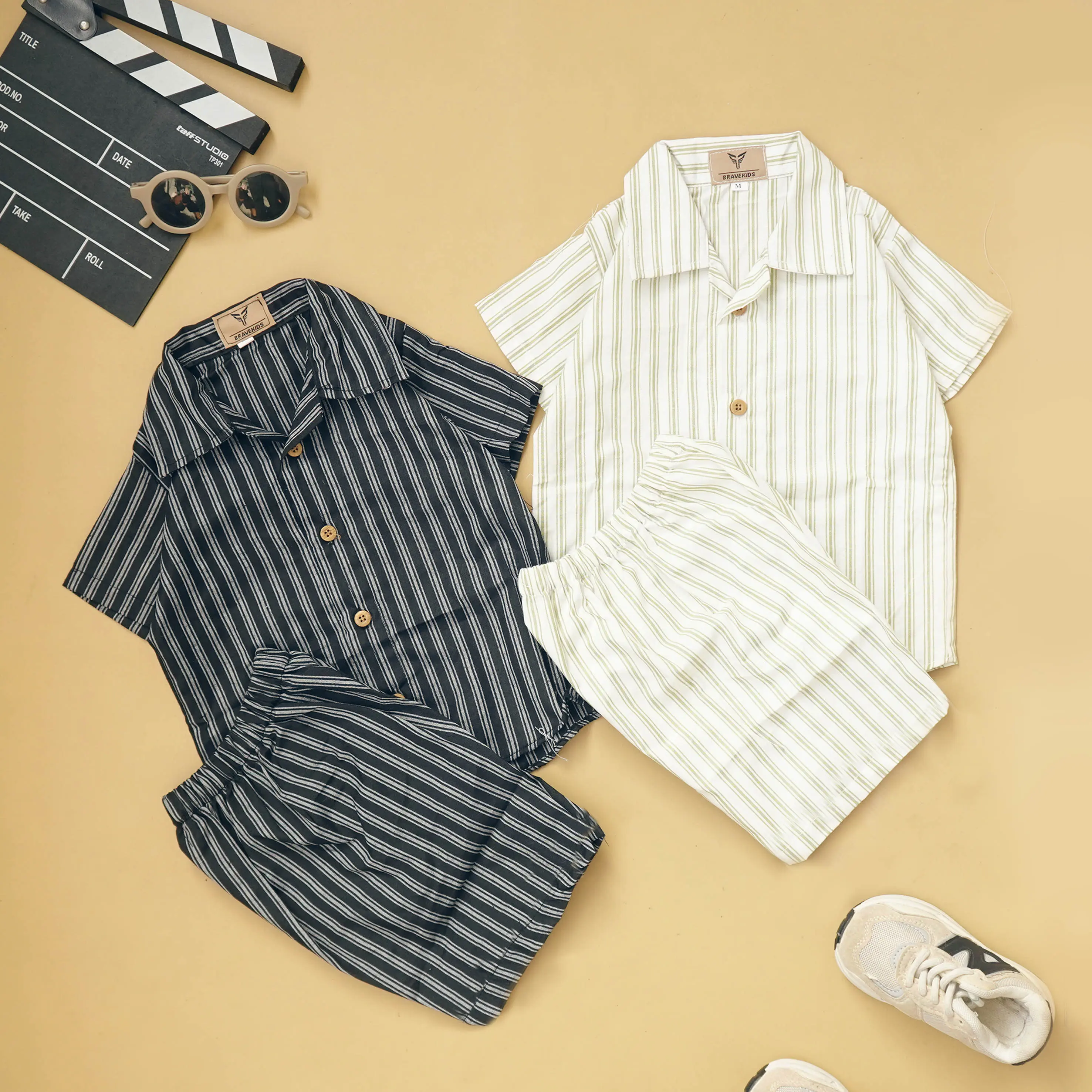 BRAVEKIDS - SETELAN KEMEJA SALUR SANTUY UNTUK ANAK ANAK 1 - 5 TAHUN PREMIUM QUALITY BISA COD