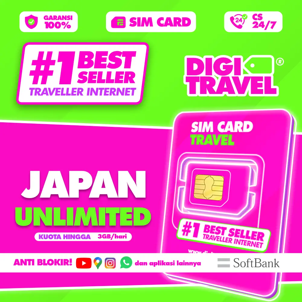 SIM Card Jepang Unlimited | Simcard Japan Softbank Unlimited Langsung Aktif | DIGITRAVEL SIM Card Simcard Jepang Japan Unlimited