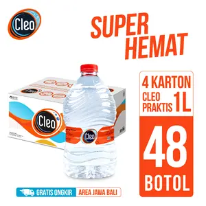 CLEO X DENSU 4 Karton 1L Praktis Cleo Air Murni Botol 48 botol